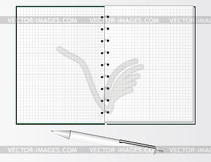Ручка и блокнот - векторный графический клипарт