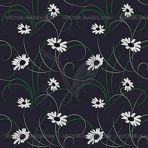 Flower seamless dark background - vector clip art