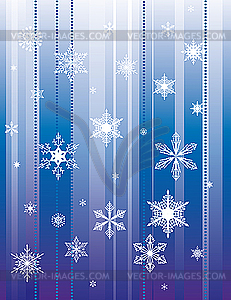 Falling snowflakes on blue background - vector clip art