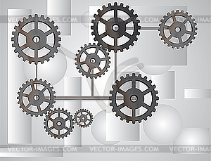 Gray background with the gears - vector image