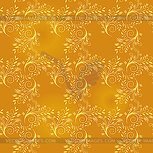 Seamless background of gold leaf - color vector clipart