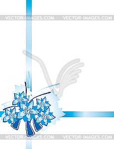 Blue ribbon and flowers - vector clipart