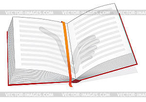Открытая книга с закладкой - изображение векторного клипарта