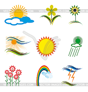 Set of weather icons - color vector clipart