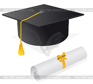 Cap and diploma for the student - vector image