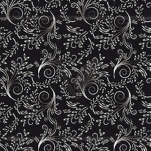 Seamless floral background of black and white - vector clip art