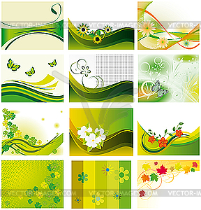 Set of backgrounds with flowers and butterflies - vector clipart