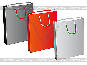 A set of three paper bags - vector clipart