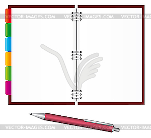 Блокнот и ручка - векторная графика