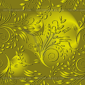 Seamless background with gold leaves - vector clipart