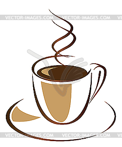 Black coffee in white cup - vector image