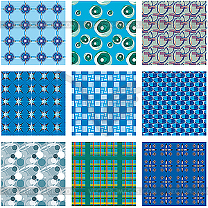 A set of blue seamless backgrounds - vector clipart