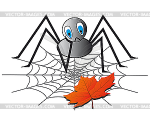 A lonely spider on the web - vector clip art