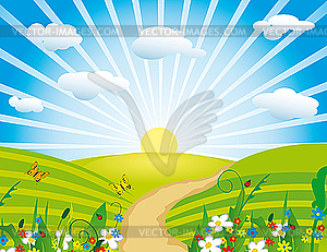 Flowering meadow - royalty-free vector image