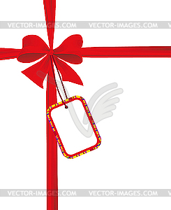 Red bow with card - vector image