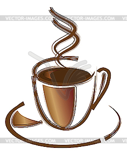 Черный кофе в белой чашке - векторный клипарт / векторное изображение