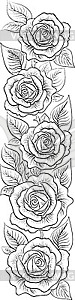 Pattern in strip from roses and leaves - vector clip art