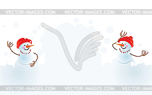 Christmas snowmen and snowball - vector EPS clipart