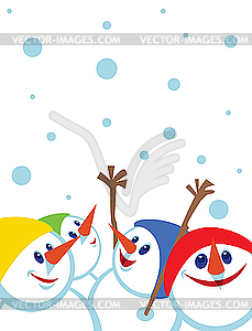 Christmas card with snowmen - vector clipart / vector image