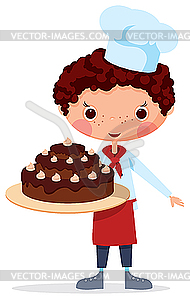 Scullion with cake - vector clipart