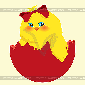 Easter egg and chick - vector image