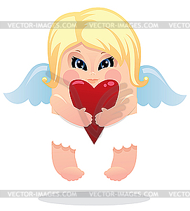 Angel and heart - royalty-free vector clipart