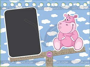 Hippo on the swing - vector clipart