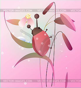Ladybird on flower - vector image