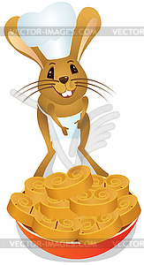 Jerboa chef with baking - vector clip art