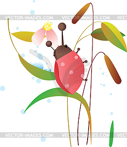 Ladybird on flower - vector clipart
