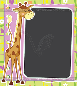 Забавная рамка с жирафом - клипарт в векторном формате