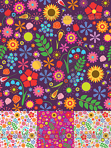 Floral seamless patterns - vector EPS clipart