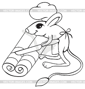 Jerboa chef cuts dough - vector image