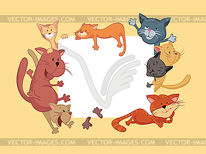 Cats around frame - vector clip art