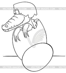 Outline crocodile and eggs - vector clip art