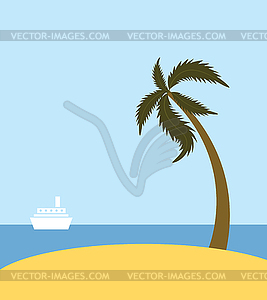 Морской пляж с пальмами - векторный клипарт EPS