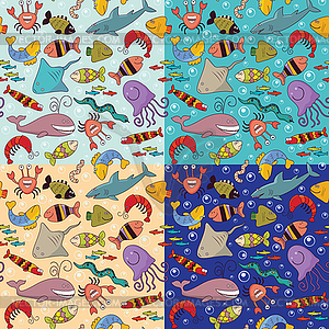 Seamless background - underwater wildlife - vector image