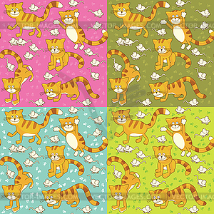 Смешные кошки-мышки бесшовные - векторное изображение EPS