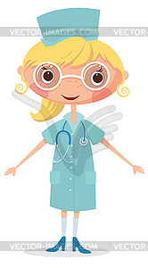 Nurse with stethoscope - vector image