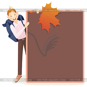 Boy and school board - vector clipart