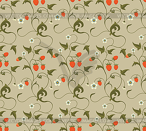 Seamless patterns with strawberries - vector clipart