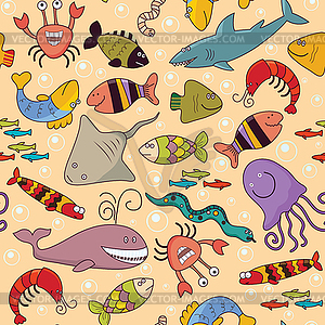 Seamless - underwater wildlife - vector image