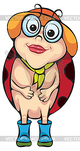 1319-Ladybug with glasses and hat - vector clip art