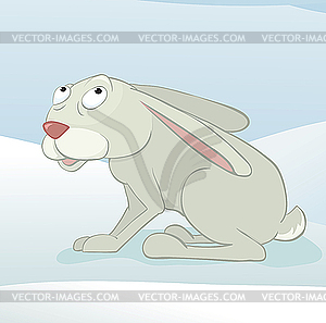 Hare in winter forest - vector image