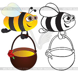 Bee with honey - vector image