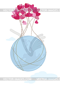 Globe and flowers - vector clip art