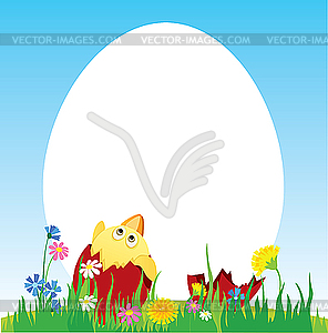 Пасхальное яйцо и цыпленок - цветной векторный клипарт