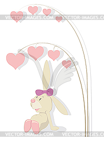 Rabbit and tree of hearts - vector clip art