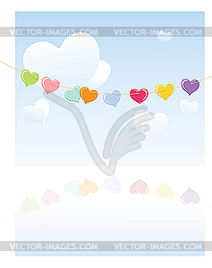 Hearts on rope - vector image