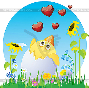 Chicken and Valentine's Day - vector clipart